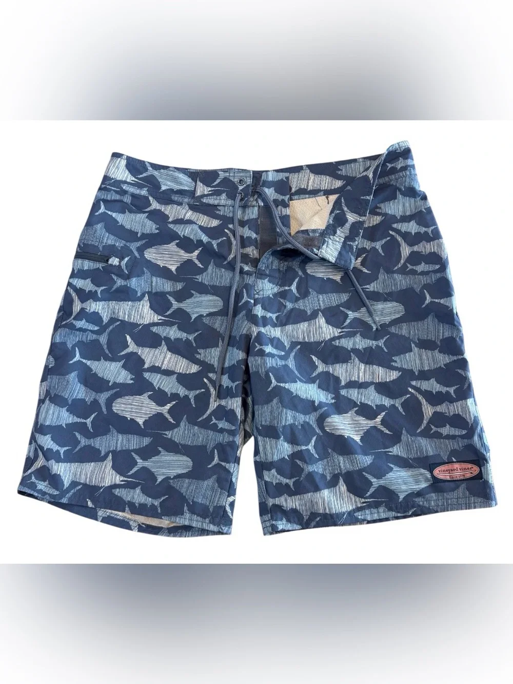 Vineyard Vines School of Fish Chappy Board Shorts Mens 32 Blue Swim Trunks